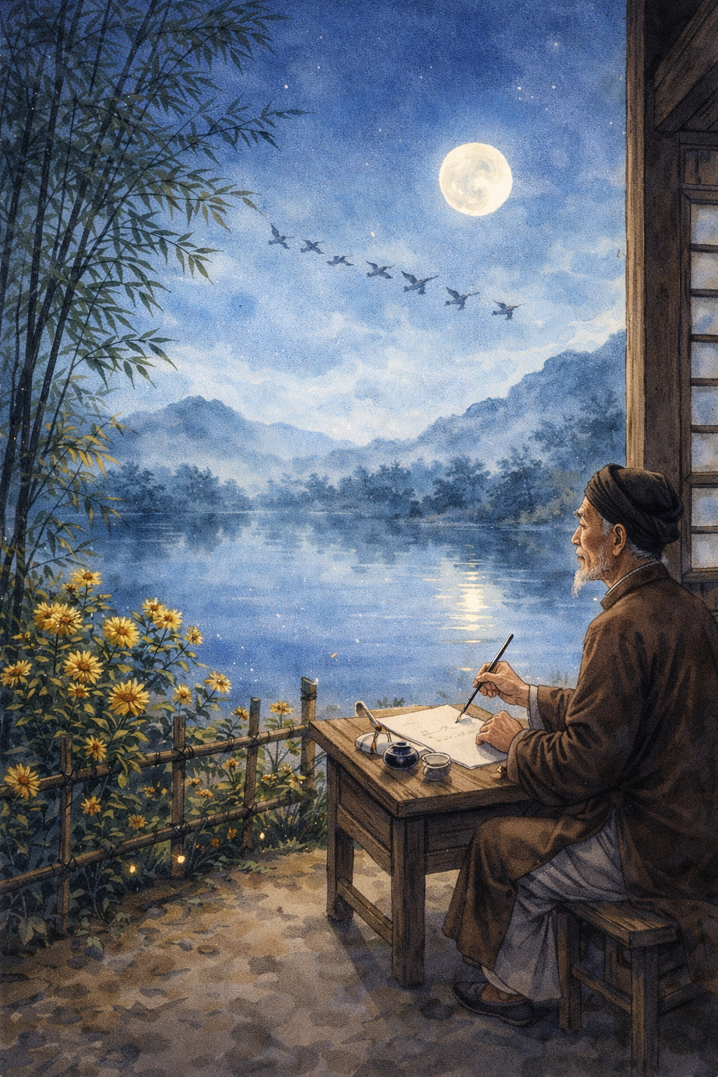 Ảnh minh họa cho bài thơ Thu Vịnh của nhà thơ Nguyễn Khuyến