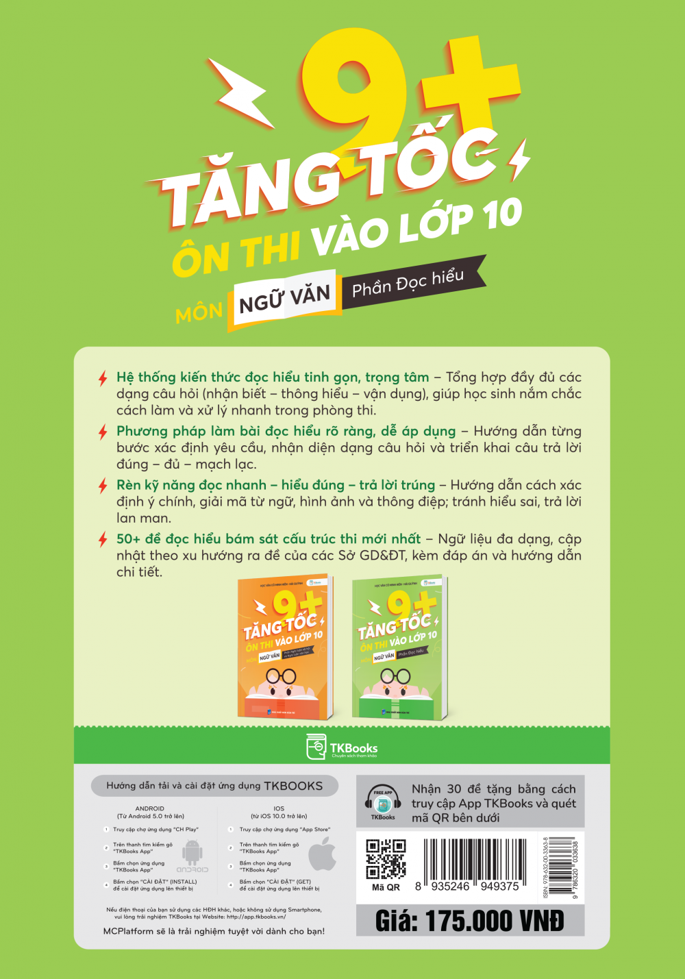 Bìa sau cuốn Tăng tốc 9+ ôn thi vào 10 Môn ngữ văn Phần đọc hiểu