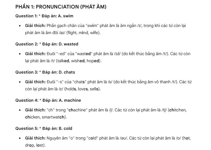 Đáp án - phần 1