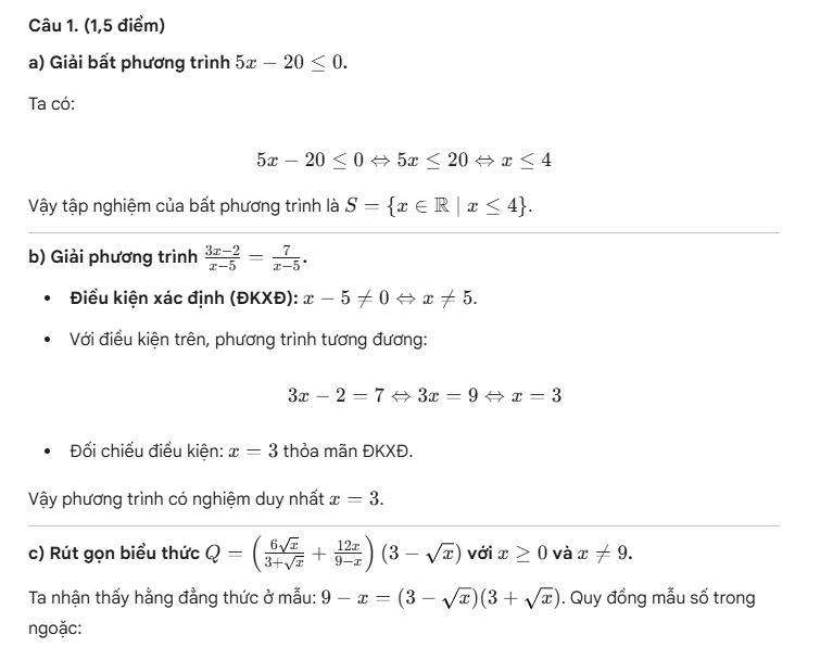 Đáp án phần tự luận - 1