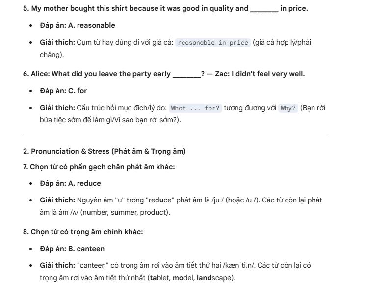 Đáp án đề tiếng Anh vào 10 Đồng Nai - phần 2