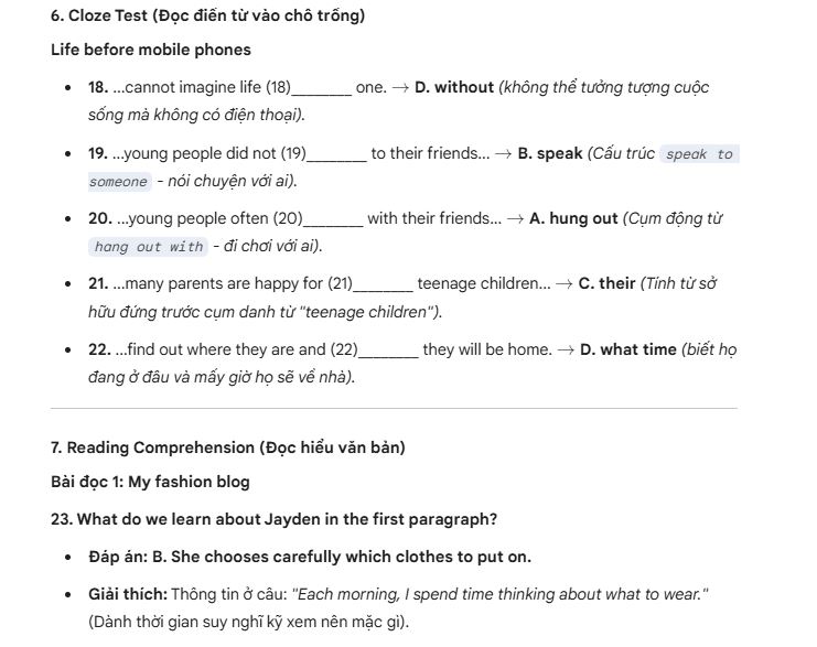 Đáp án đề tiếng Anh vào 10 Đồng Nai - phần 5
