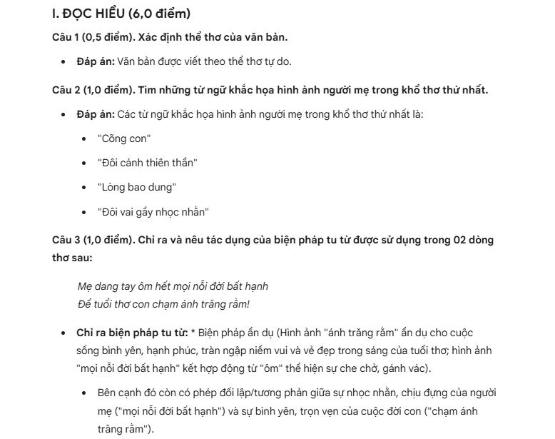 Đáp án thi vào 10 môn Văn Đồng Nai - phần 1