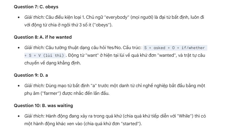 Đáp án môn tiếng Anh tỉnh Khánh Hòa - phần 2
