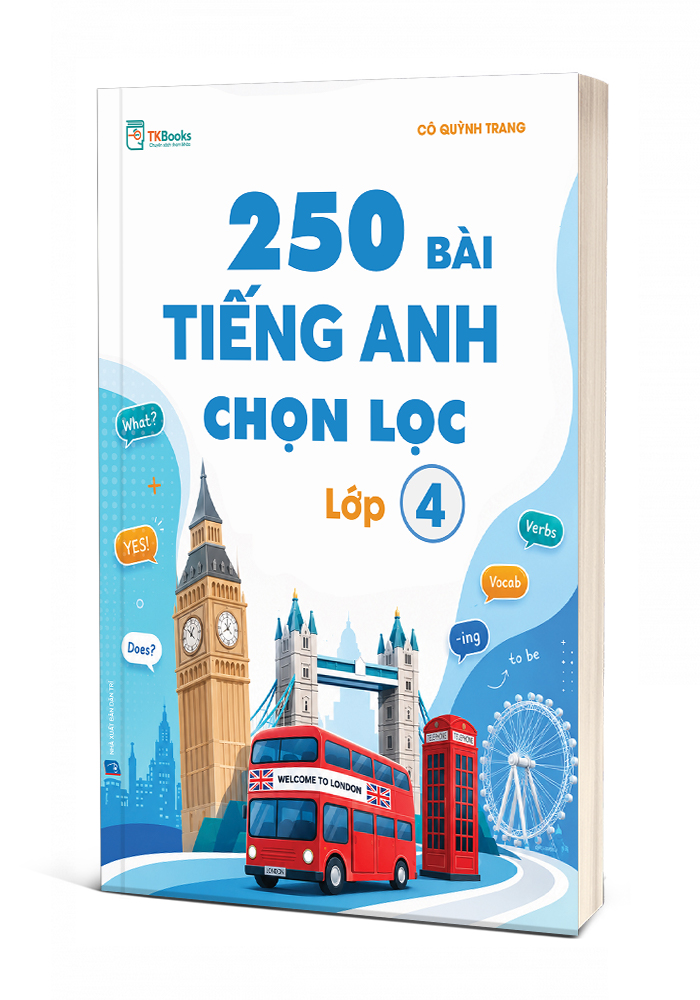 Bìa 3D cuốn 250 bài tiếng Anh chọn lọc lớp 4