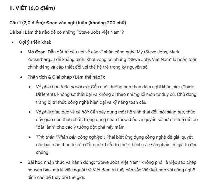 Đáp án đề Văn THPT Quốc Gia - phần 4