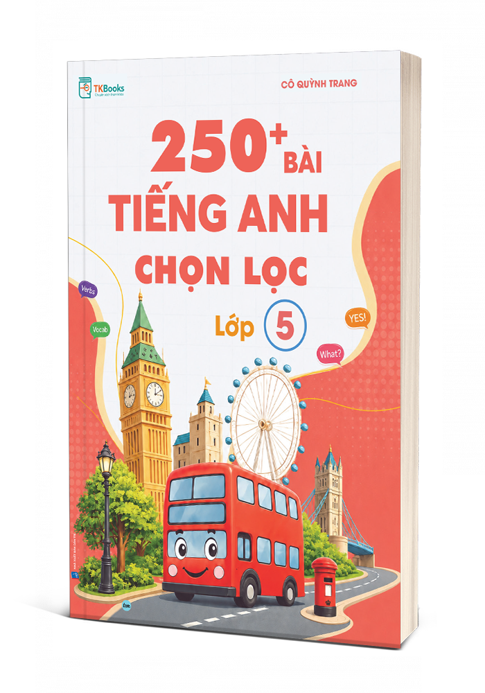 Bìa 3D cuốn sách 250 bài tiếng Anh chọn lọc lớp 5