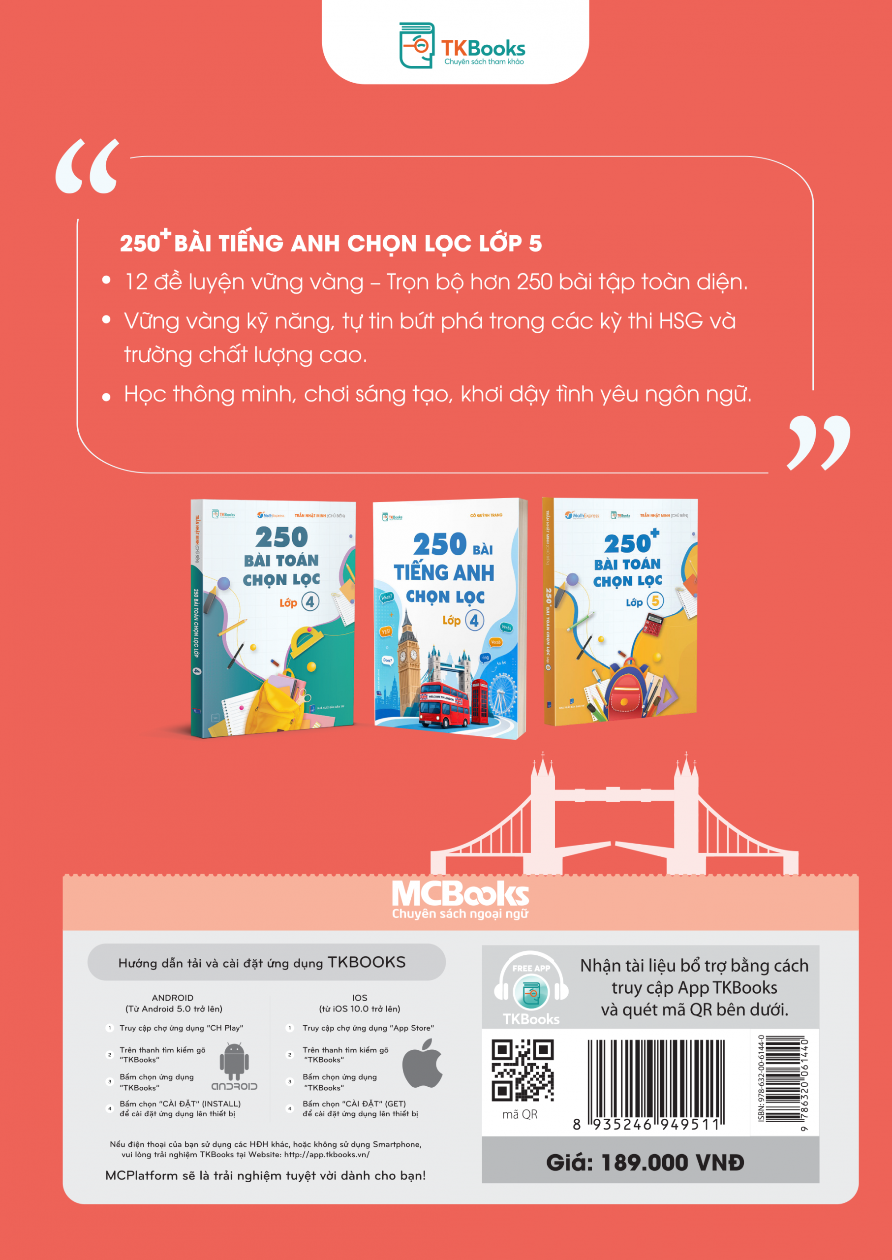 Bìa sau cuốn sách 250 bài tiếng Anh chọn lọc lớp 5 Bìa sau cuốn sách 250 bài tiếng Anh chọn lọc lớp 5