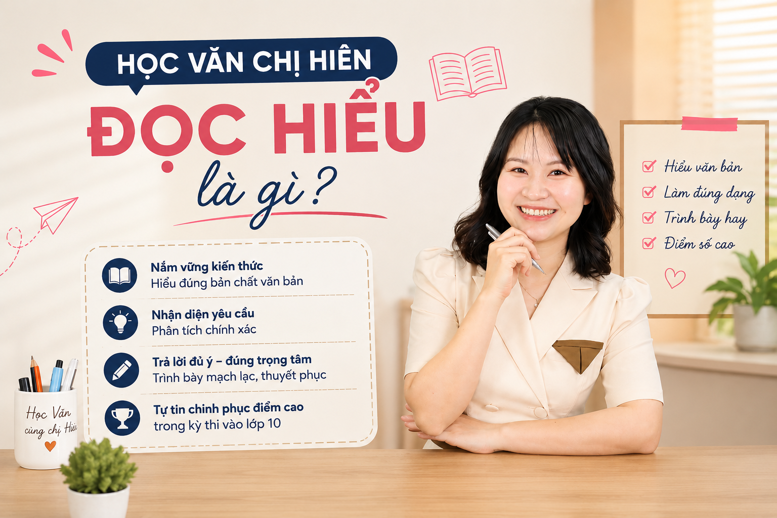 Học văn chị Hiên đọc hiểu là chương trình ôn luyện chuyên sâu do cô Nguyễn Minh Hiên xây dựng dành riêng cho học sinh lớp 9 chuẩn bị bước vào kỳ thi tuyển sinh vào lớp 10