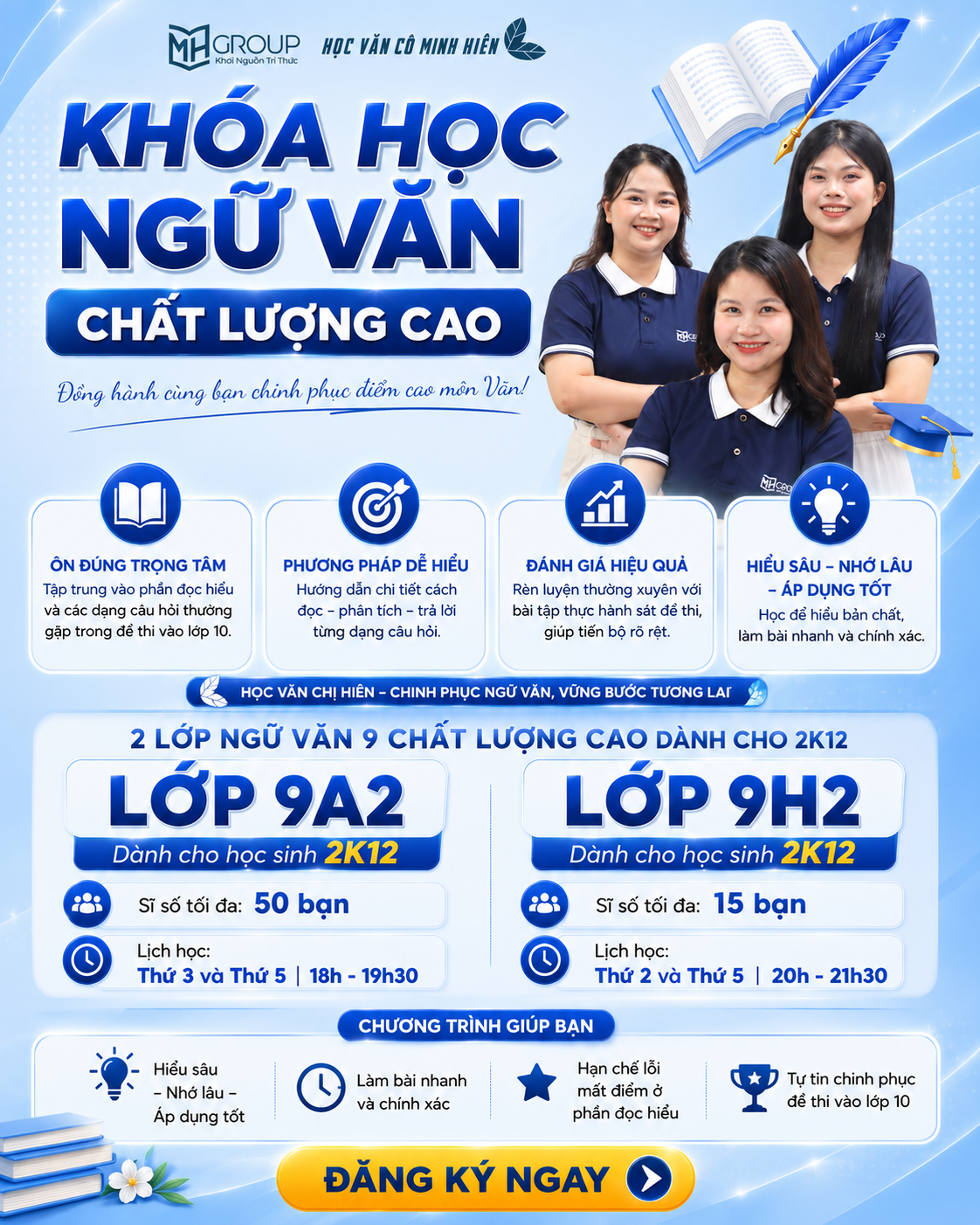 Hai lớp học văn 9 ôn thi vào 10 của cô Minh Hiên