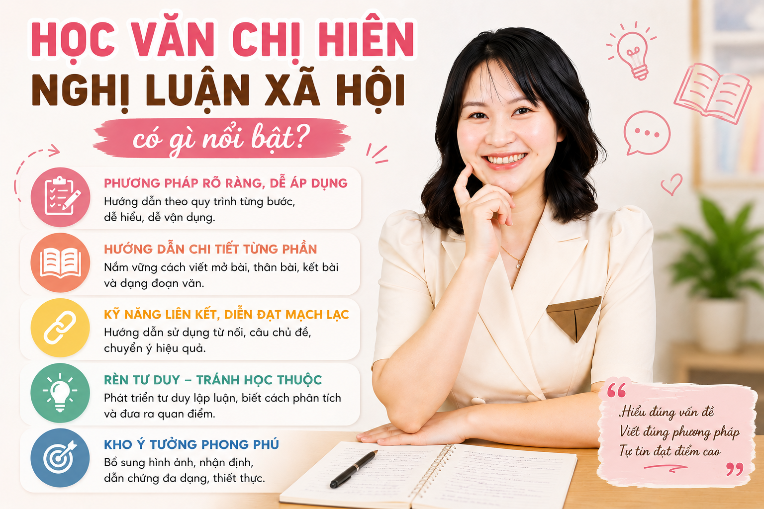 Học văn chị Hiên nghị luận xã hội chú trọng khả năng tự viết thay vì chỉ học thuộc bài mẫu