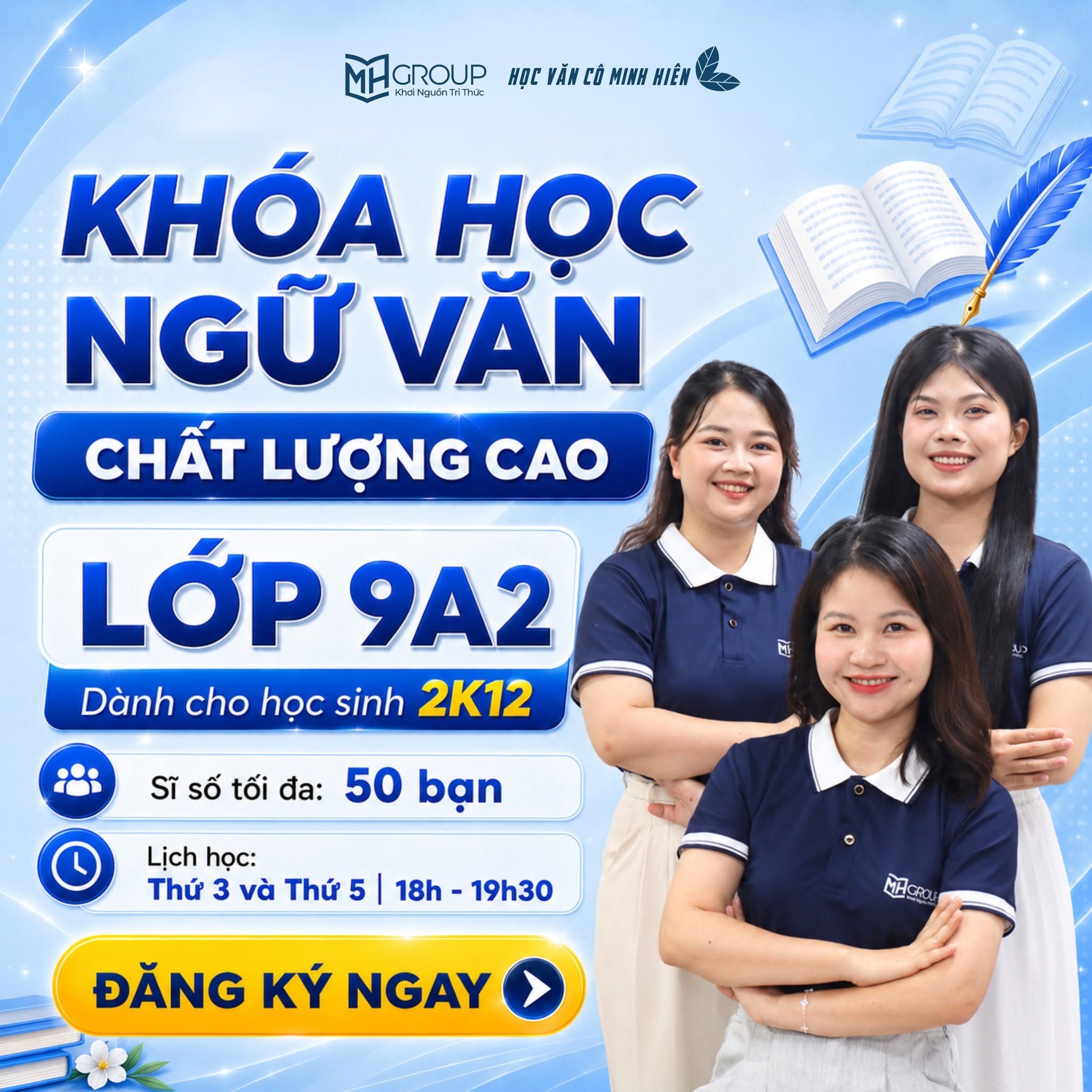 Trung tâm của cô Minh Hiên có nhiều khóa học dành cho học sinh từ lớp 6 đến lớp 12