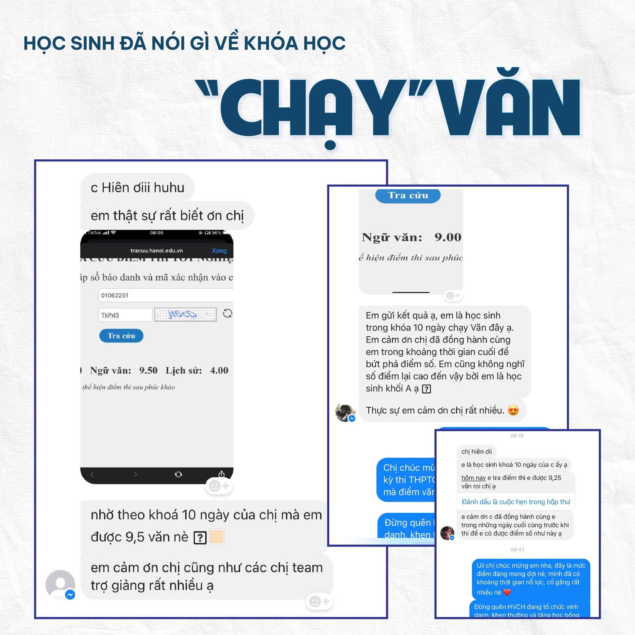 Học sinh phản hồi về lớp học Văn cô Minh Hiên
