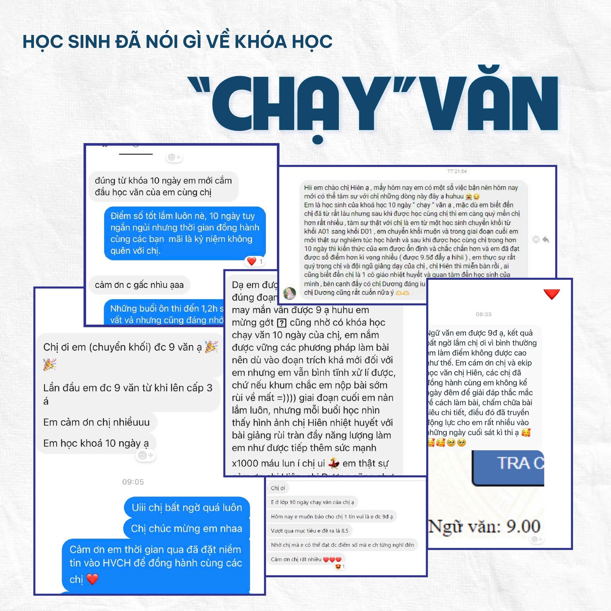 Một số review về các lớp học văn của cô Minh Hiên
