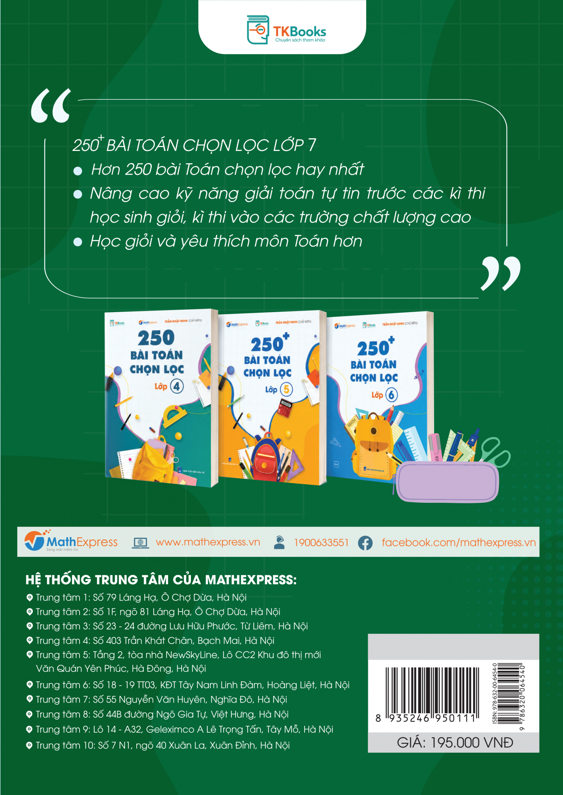 Bìa sau cuốn 250+ Bài Toán Chọn Lọc Lớp 7 Bìa sau cuốn 250+ Bài Toán Chọn Lọc Lớp 7