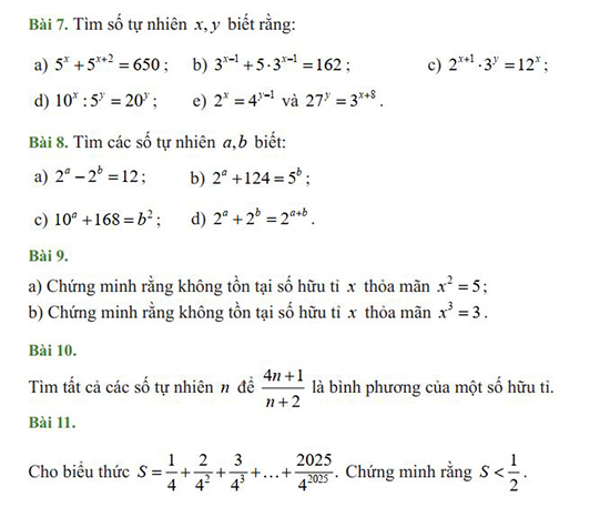 Bài tập vận dụng về lũy thừa số hữu tỉ lớp 7 (Phần 2)