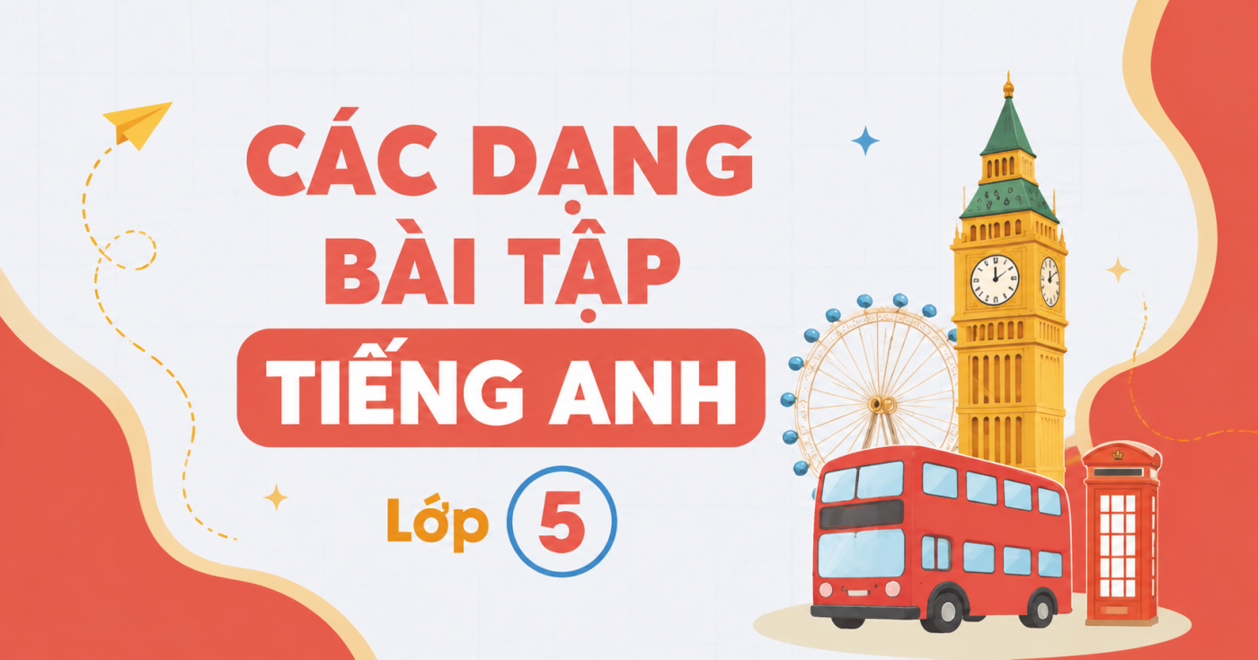 Các dạng bài tập tiếng Anh lớp 5 đầy đủ nhất kèm ví dụ & cách làm