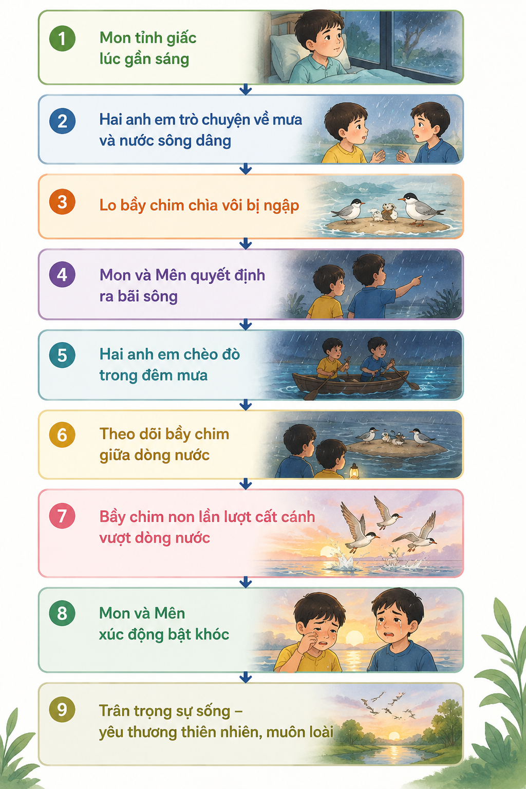 Sơ đồ tóm tắt tác phẩm Bầy chim chìa vôi