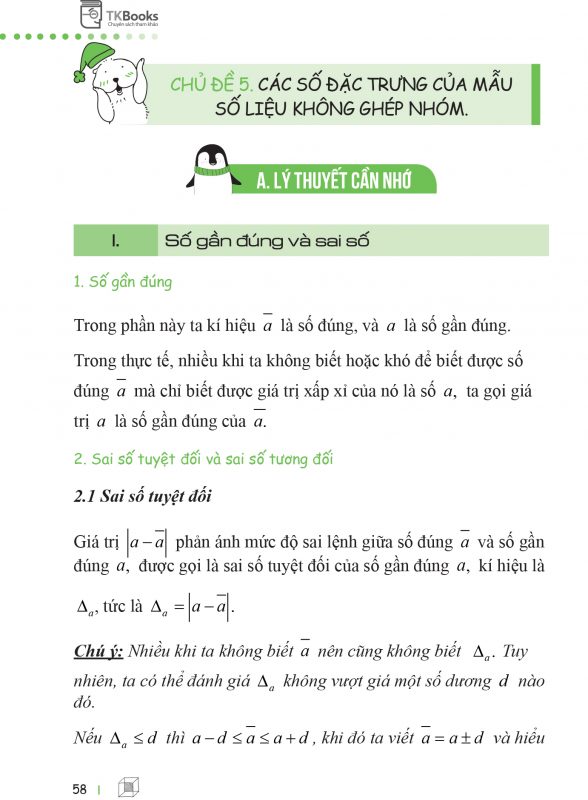 Công thức về Các số đặc trưng của mẫu số liệu không ghép nhóm