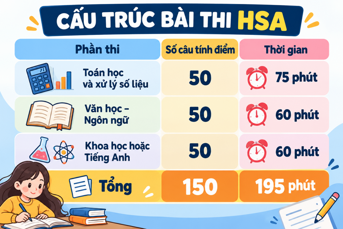 Cấu trúc bài thi HSA