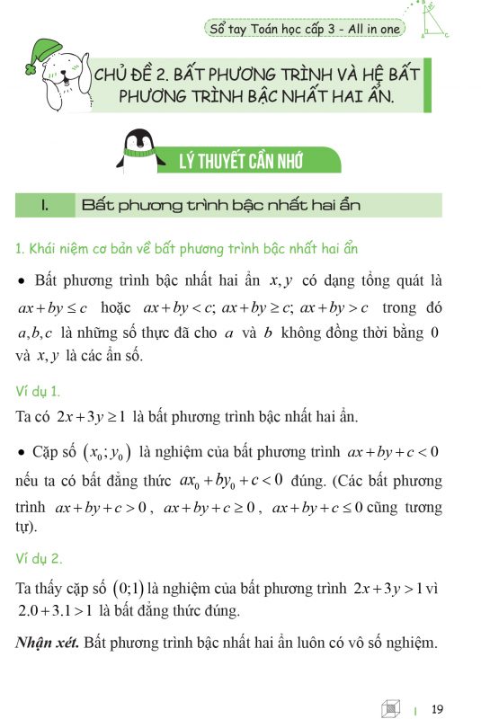 Công thức Toán về Bất phương trình và hệ bất phương trình bậc nhất hai ẩn