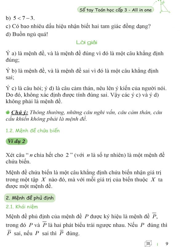 Công thức về Mệnh đề và tập hợp lớp 10 (Tiếp)